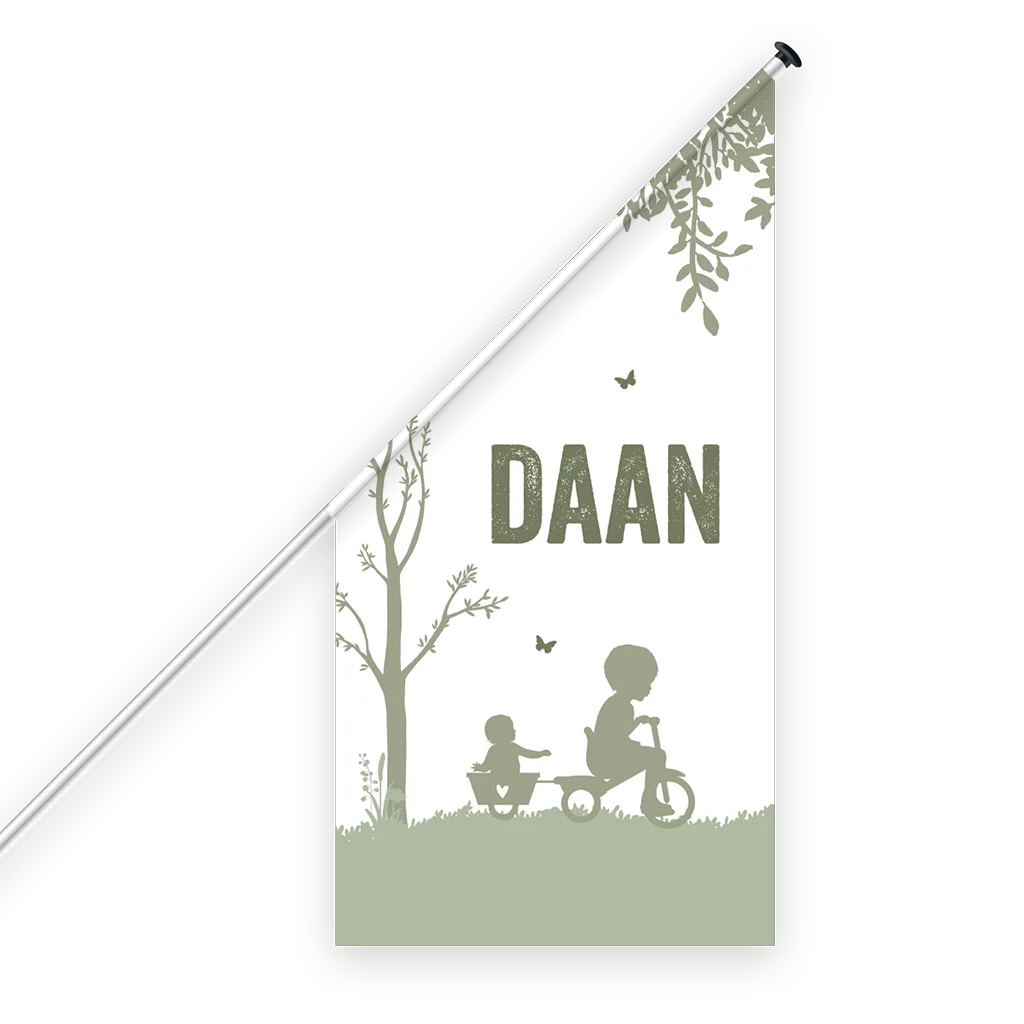 Geboortevlag voor broertje met silhouetjes