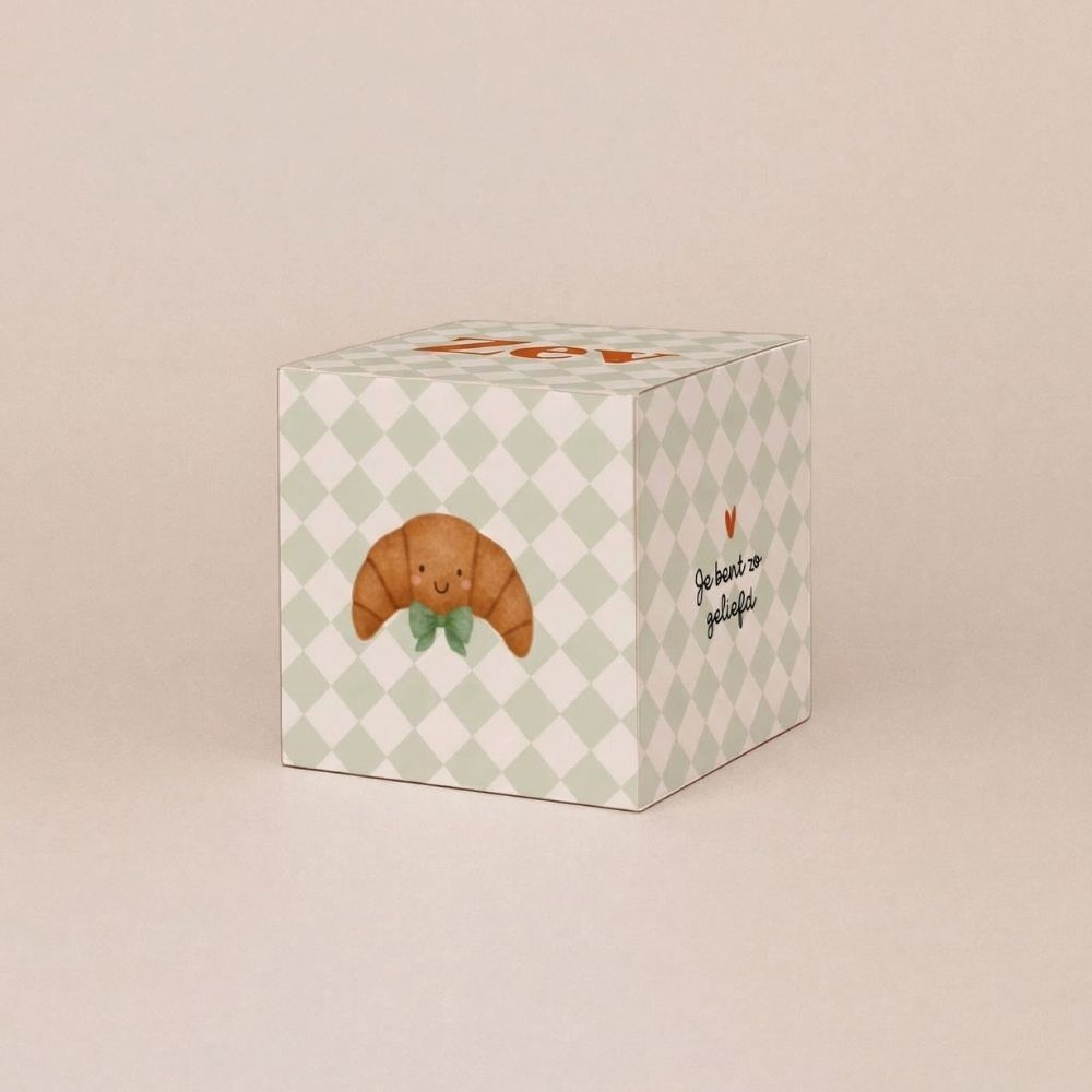 Doopsuiker doosje jongen croissant gezichtje