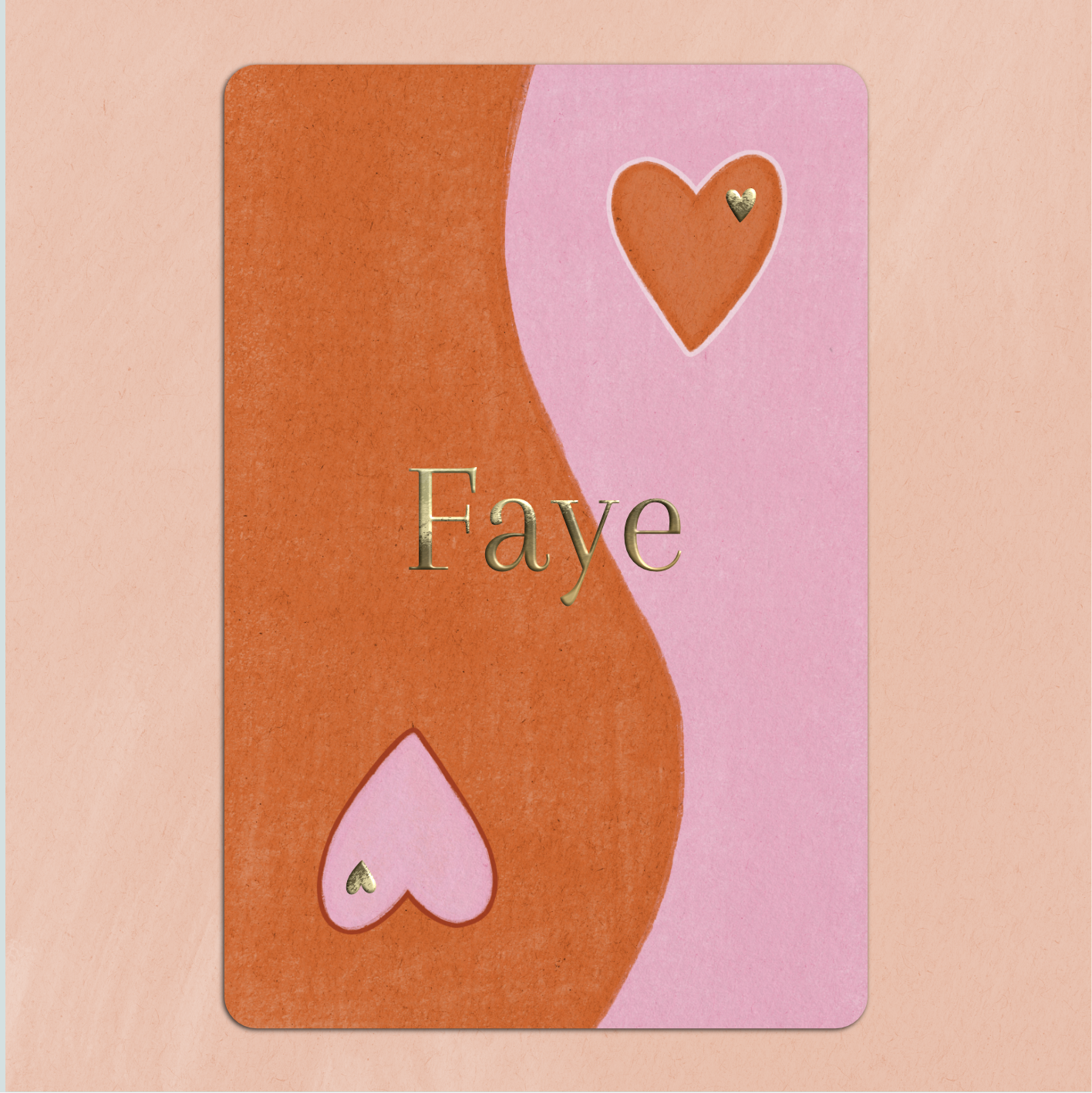 Geboortekaartje Yin Yang Hartjes Roze Rood Meisje Goudfolie