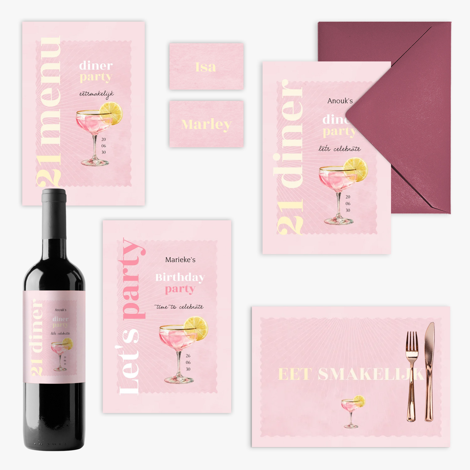 doorlink 21 diner set pink sunset club
