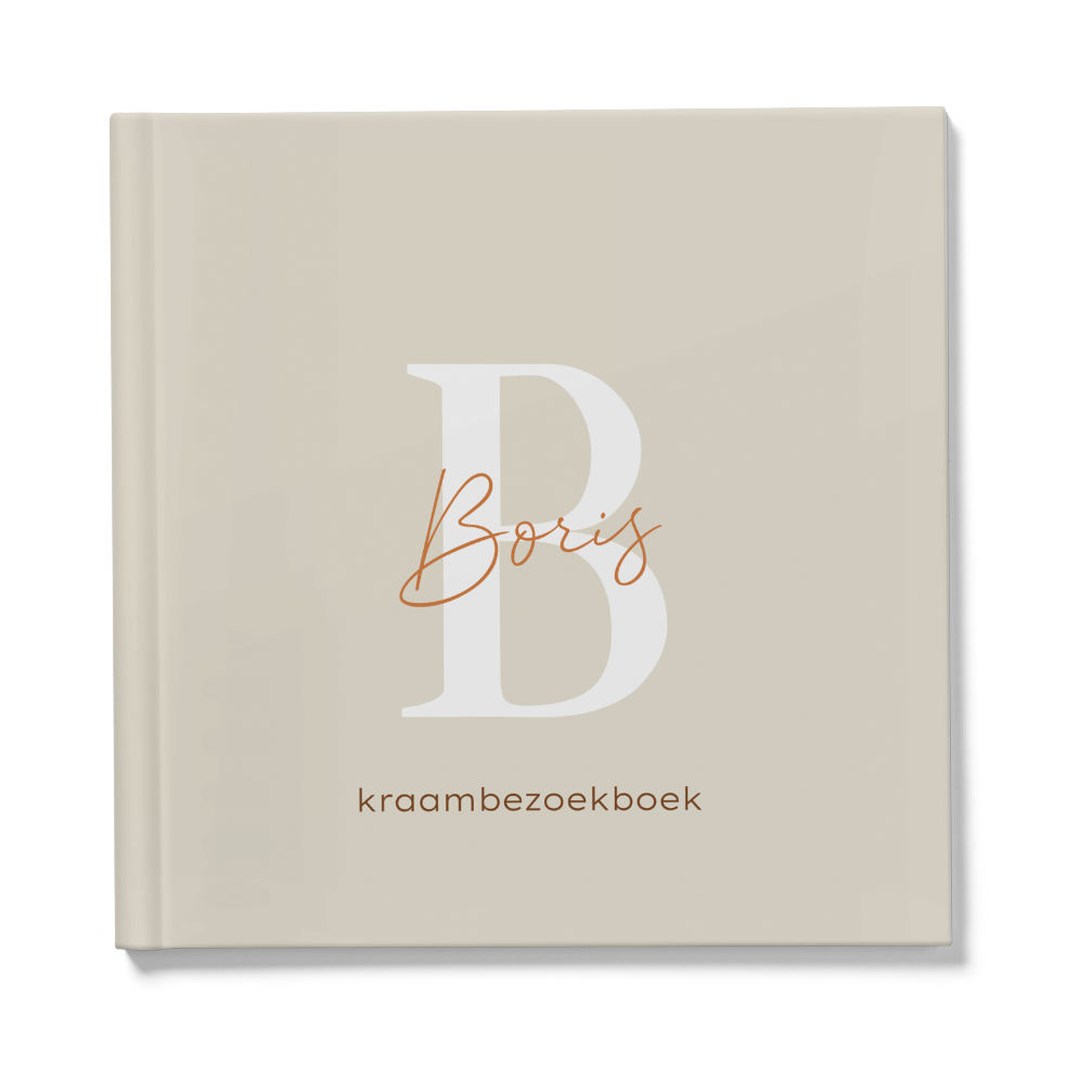 Klassieke kraambezoekboek voor jullie baby met initiaal
