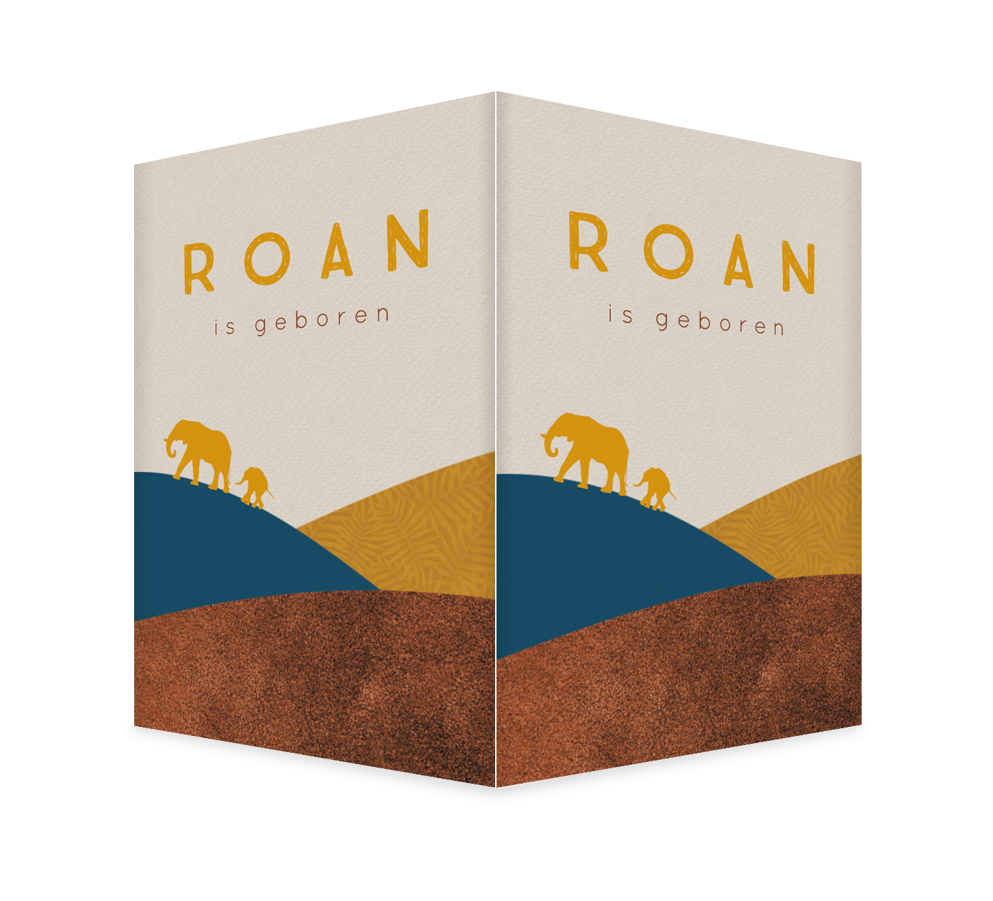 Geboortebord voor jongen met landschap en olifantjes