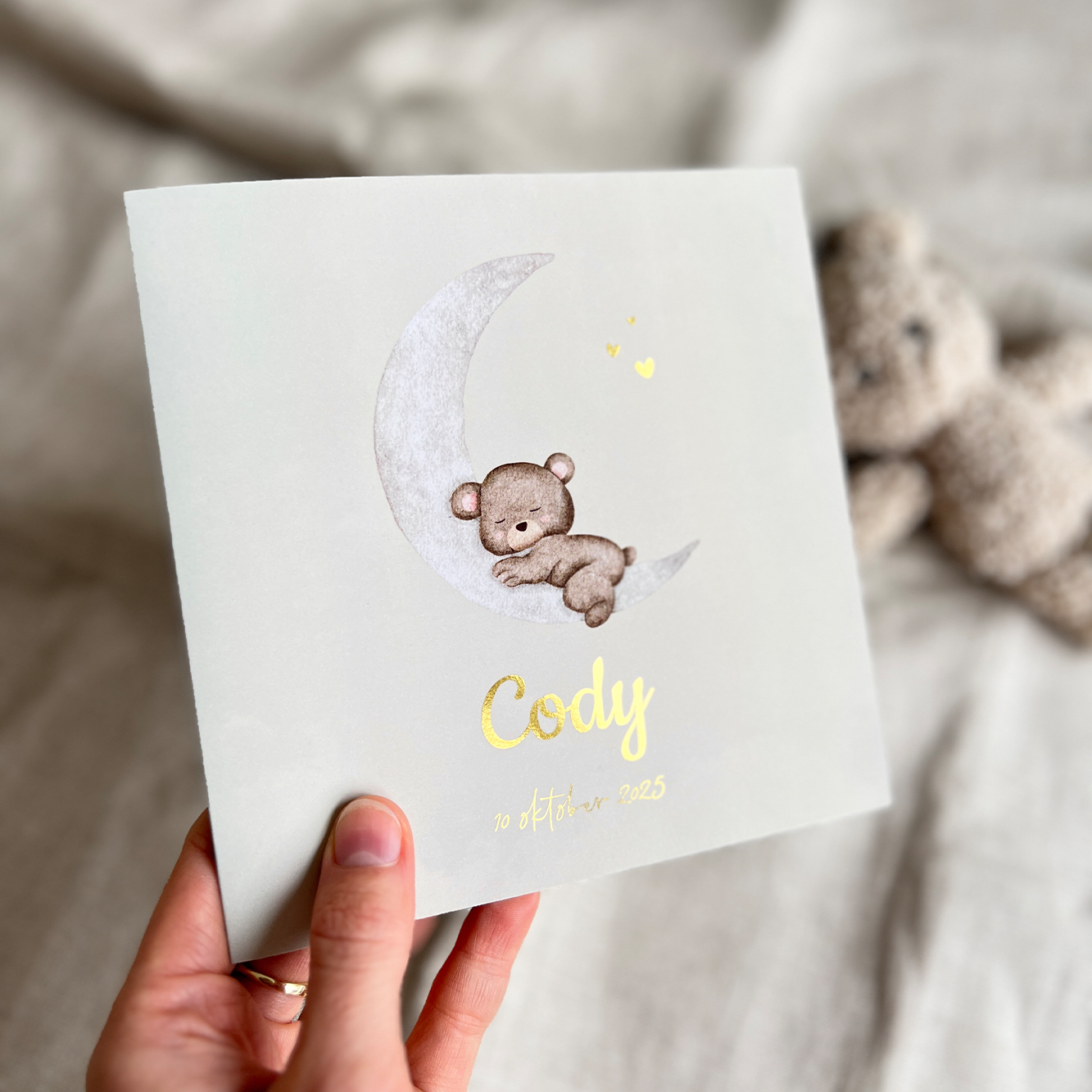 Geboortekaartje Jongen Hartje Beertje Maantje