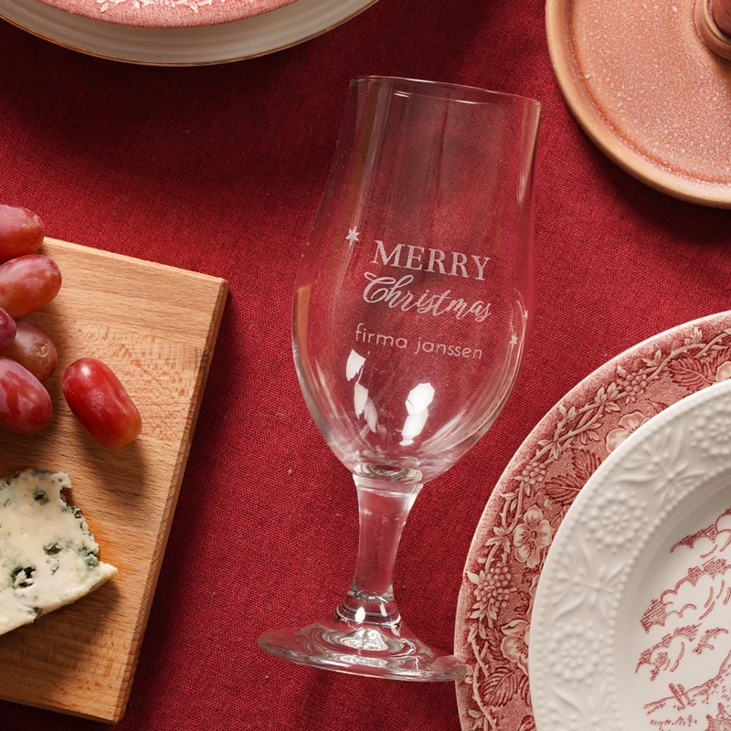 Relatiegeschenk kerst bierglas bedrukken met sterretjes