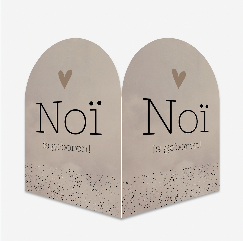 Geboortebord Boogvorm Bruin Stipjes