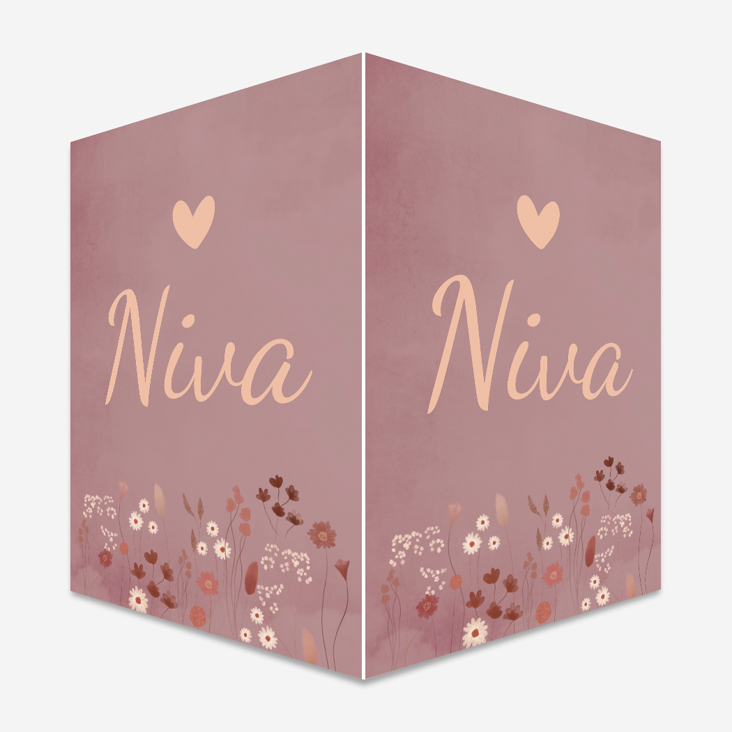 geboortebord Geboortebord Meisje Bloemen Roze