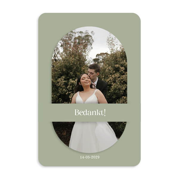 Originele bedankkaart in mintgroen met bloemen