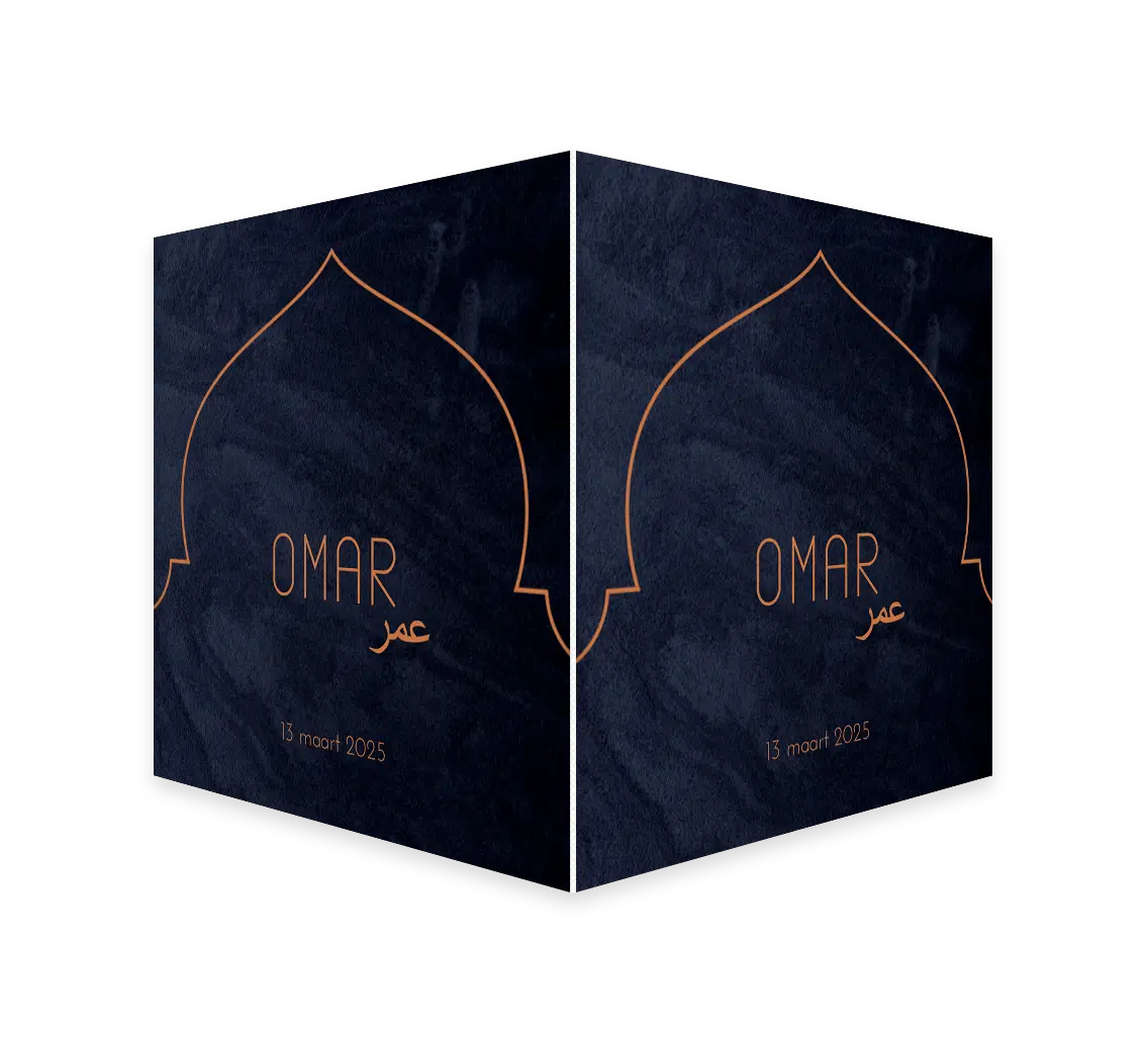 Raambord donkerblauw velvet-look met koperkleur