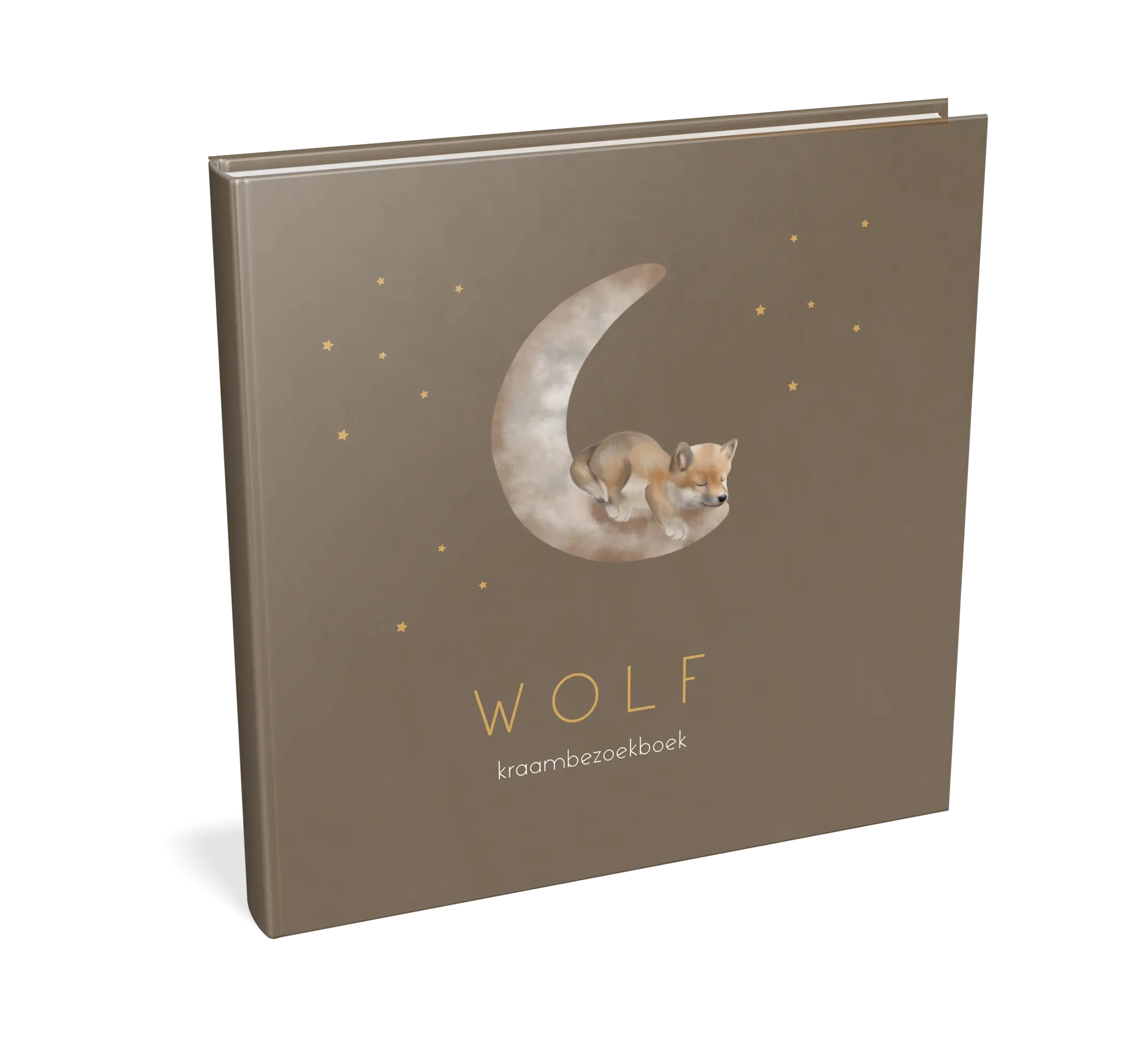 Kraambezoekboek met wolf op maan en sterren - met invulpagina's