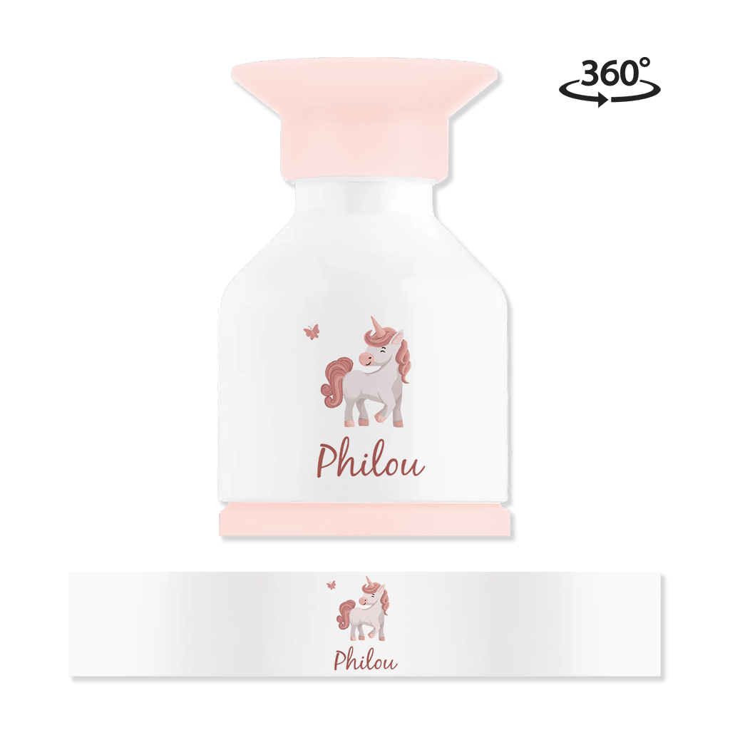 Dopper steel MINI met naam en eenhoorn