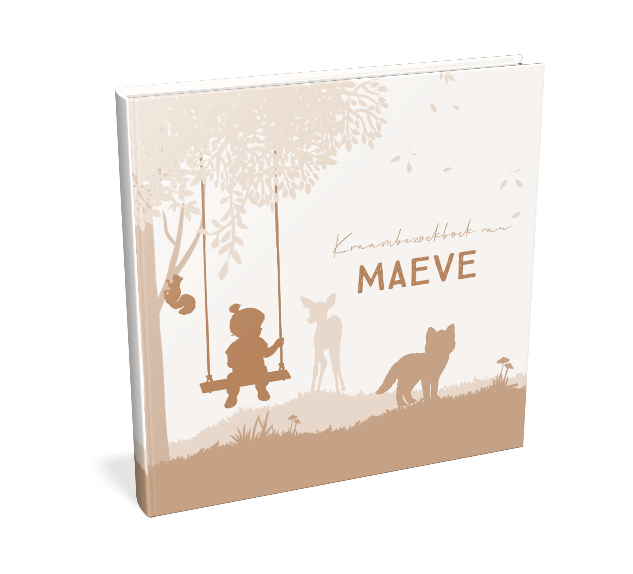 Kraambezoekboek met silhouetje meisje en bosdieren
