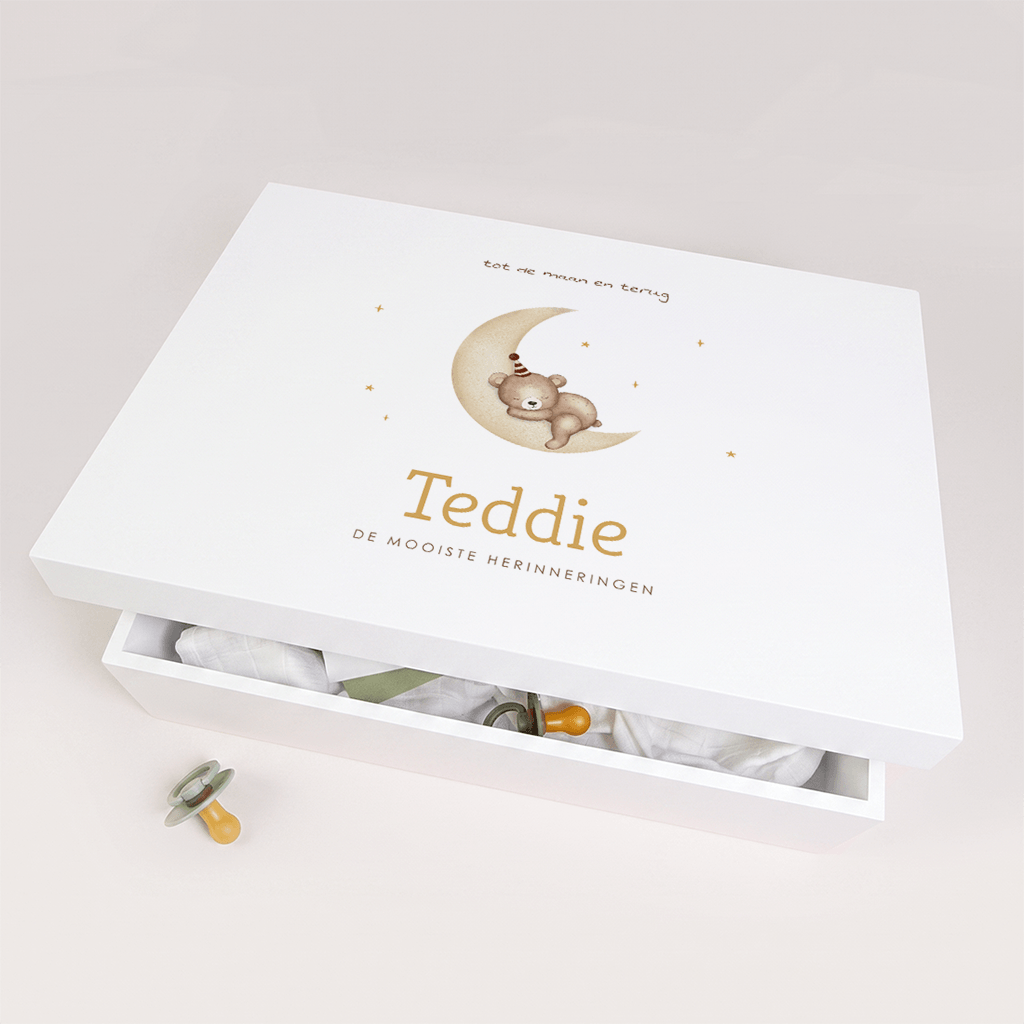 Memorybox met lief beertje op de maan