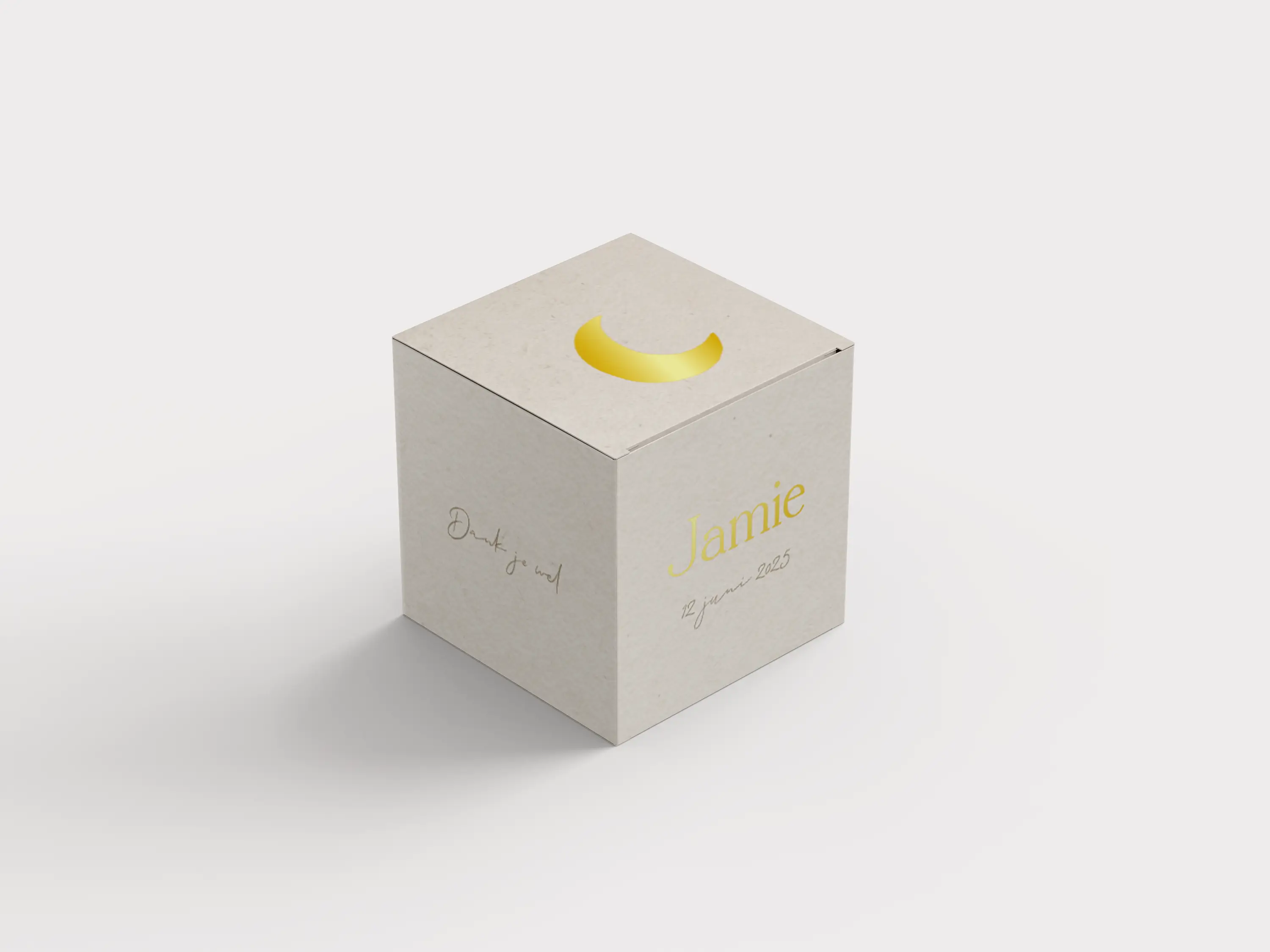 Doopsuikerdoosje beige met goudfolie maantje