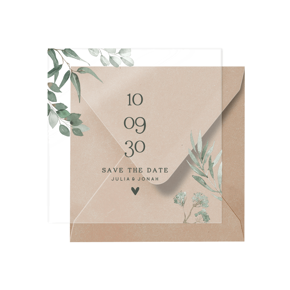 Botanische save the date acryl