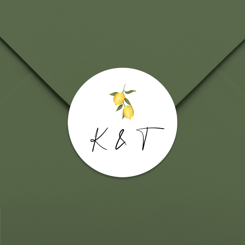 Aufkleber mit Zitronen und Initialen 35mm 25 Stück