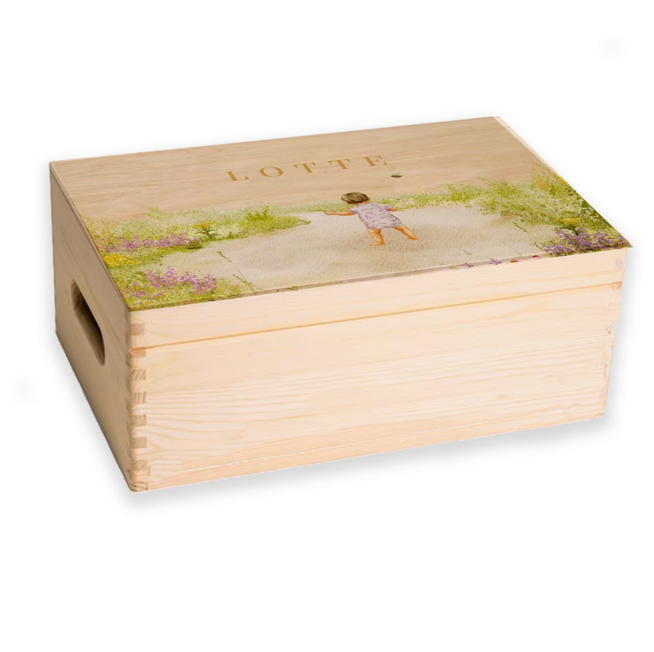 Memorybox veldbloemen meisje paars