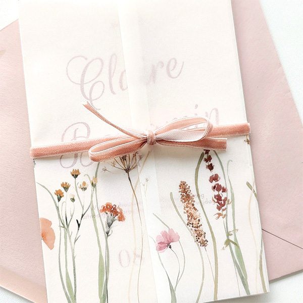 Originele trouwkaart in oudroze