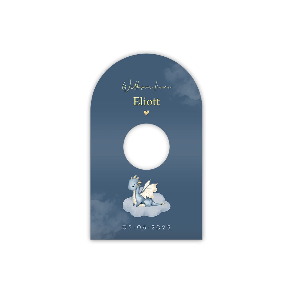 Boogkaartje met draakje op een wolkje