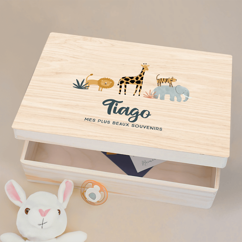 Boîte à souvenirs avec illustrations animaux sauvages