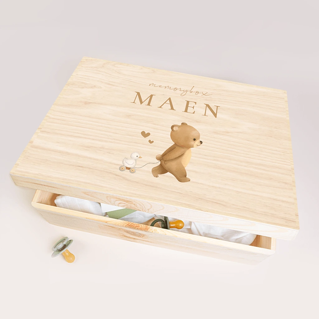 Memorybox met beer en trekeendje