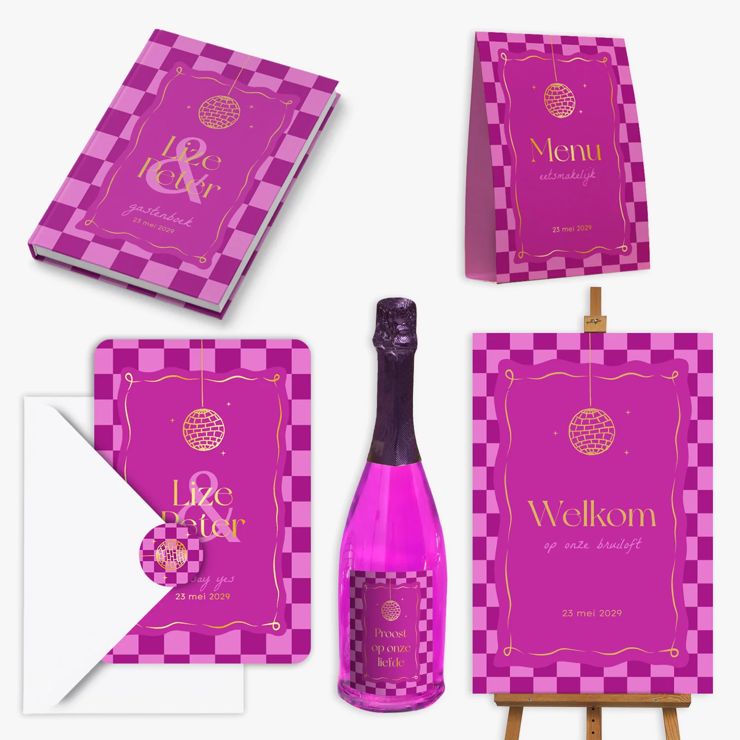 doorlink trouwkaarten set groovy disco