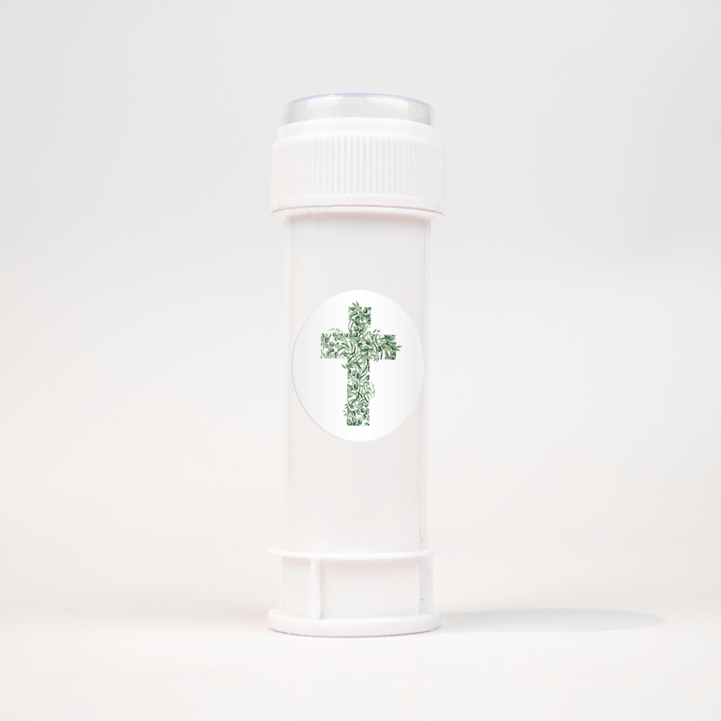 Aufkleber mit Blättern als Kreuz