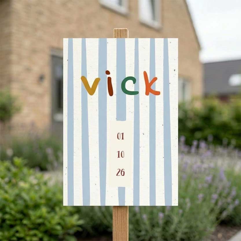 Tuinbord kleurrijke naam strepen