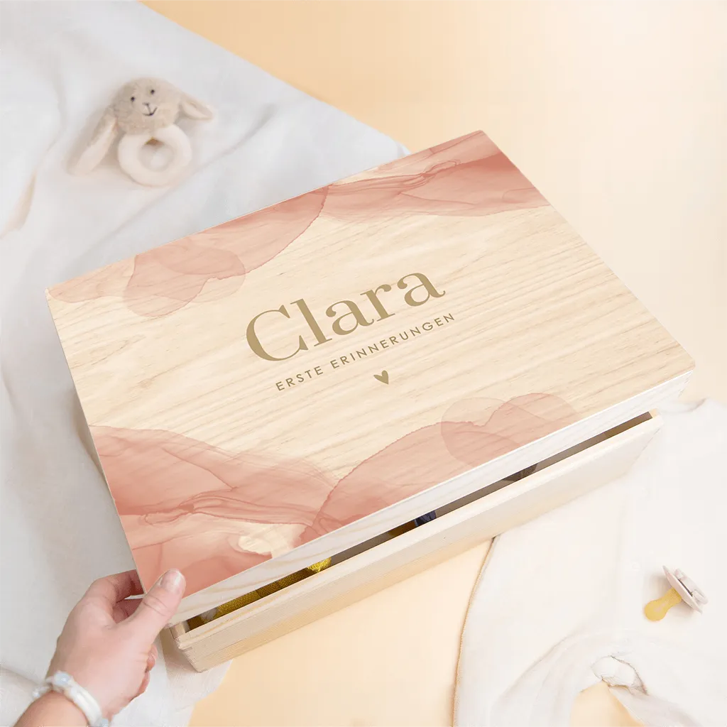 Personalisierbare Erinnerungskiste für Babys in Aquarelldesign