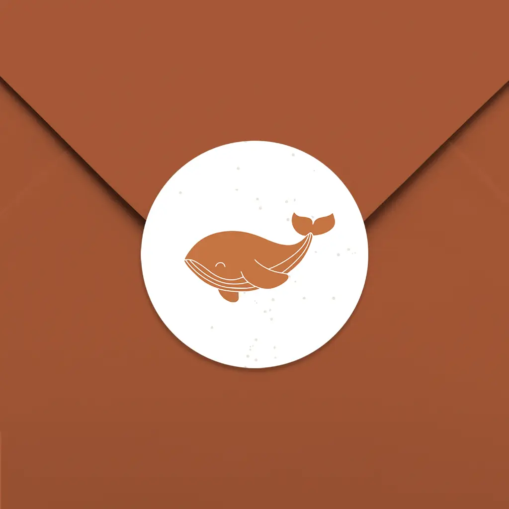Lieve sluitsticker met walvis en stipjes - per 25 stuks