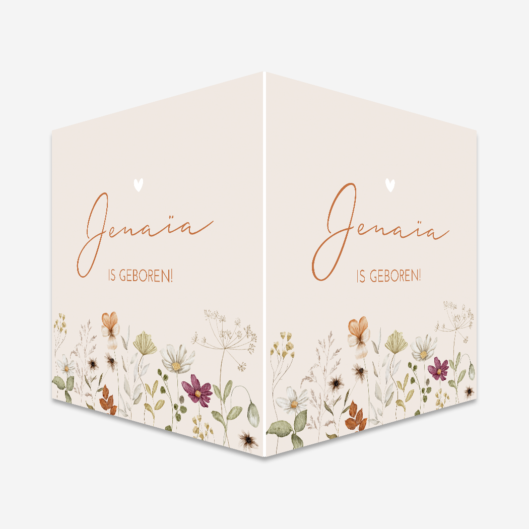 Geboortebord Meisje Geboren Bloemen