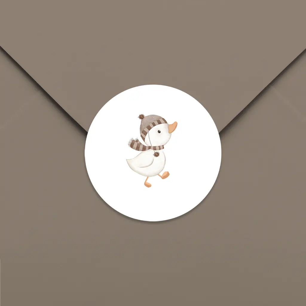 Sluitzegel wit met winter eendje - per 25 stuks