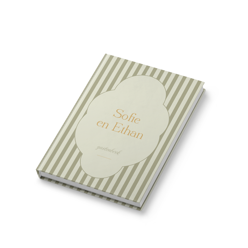 Gastenboek bruiloft met groene strepen en klassiek kader