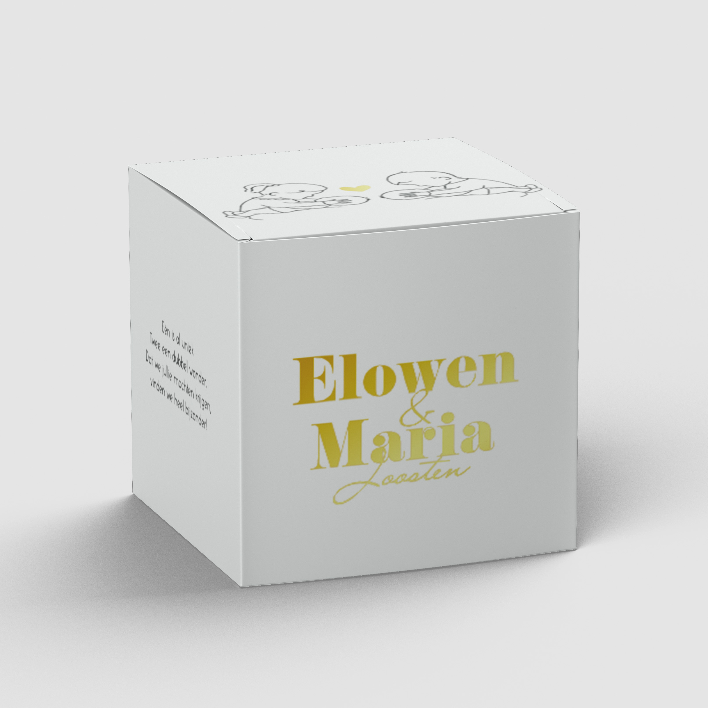 Doopsuikerdoosje wit voor een tweeling