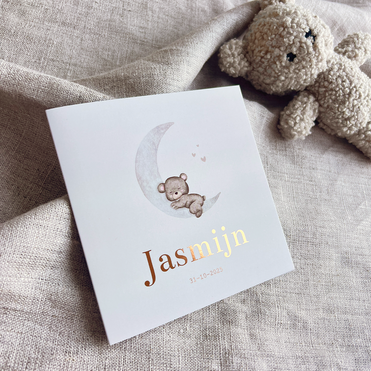 Geboortekaartje Meisje Beige Beertje Maantje