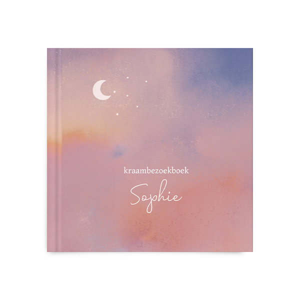 Kraambezoekboek met dromerige wolken en pastelkleuren