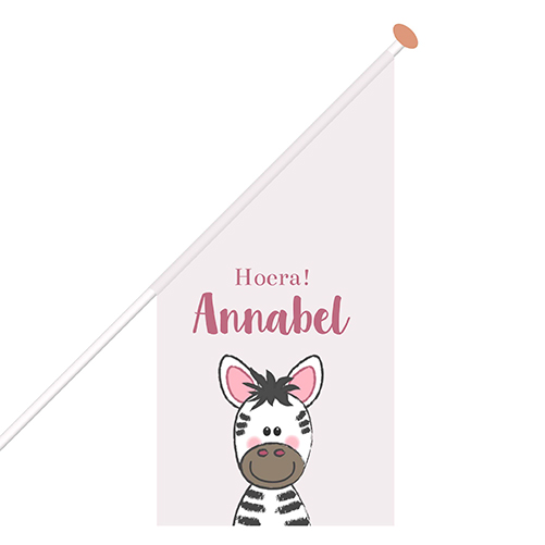 Geboortevlag meisje met naam en zebra