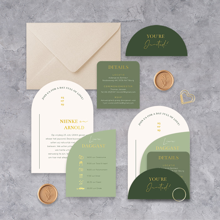 Label trouwkaart meerdere kaartjes groen | 11.4 × 17.1 cm