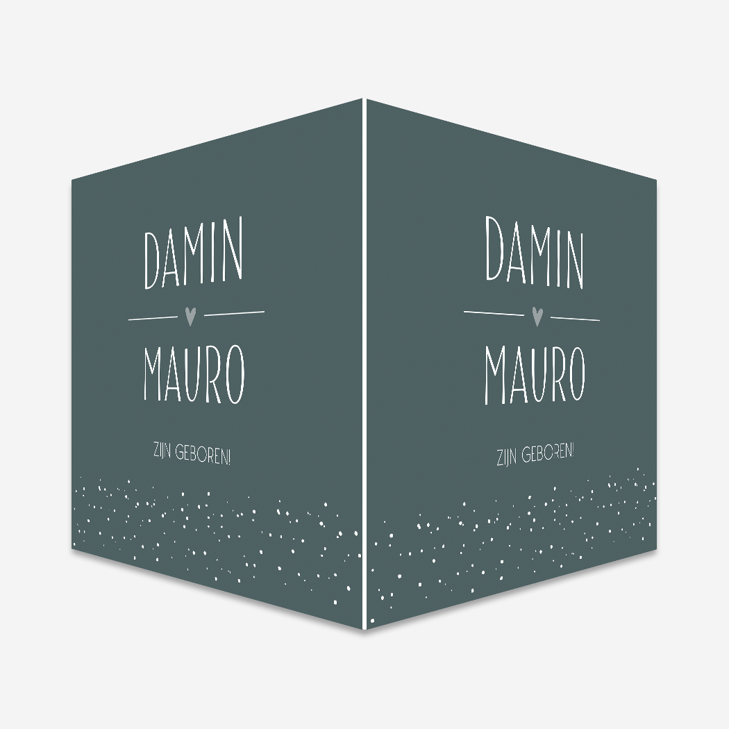 Raambord Geboortebord Vierkant Donkerblauw Tweeling