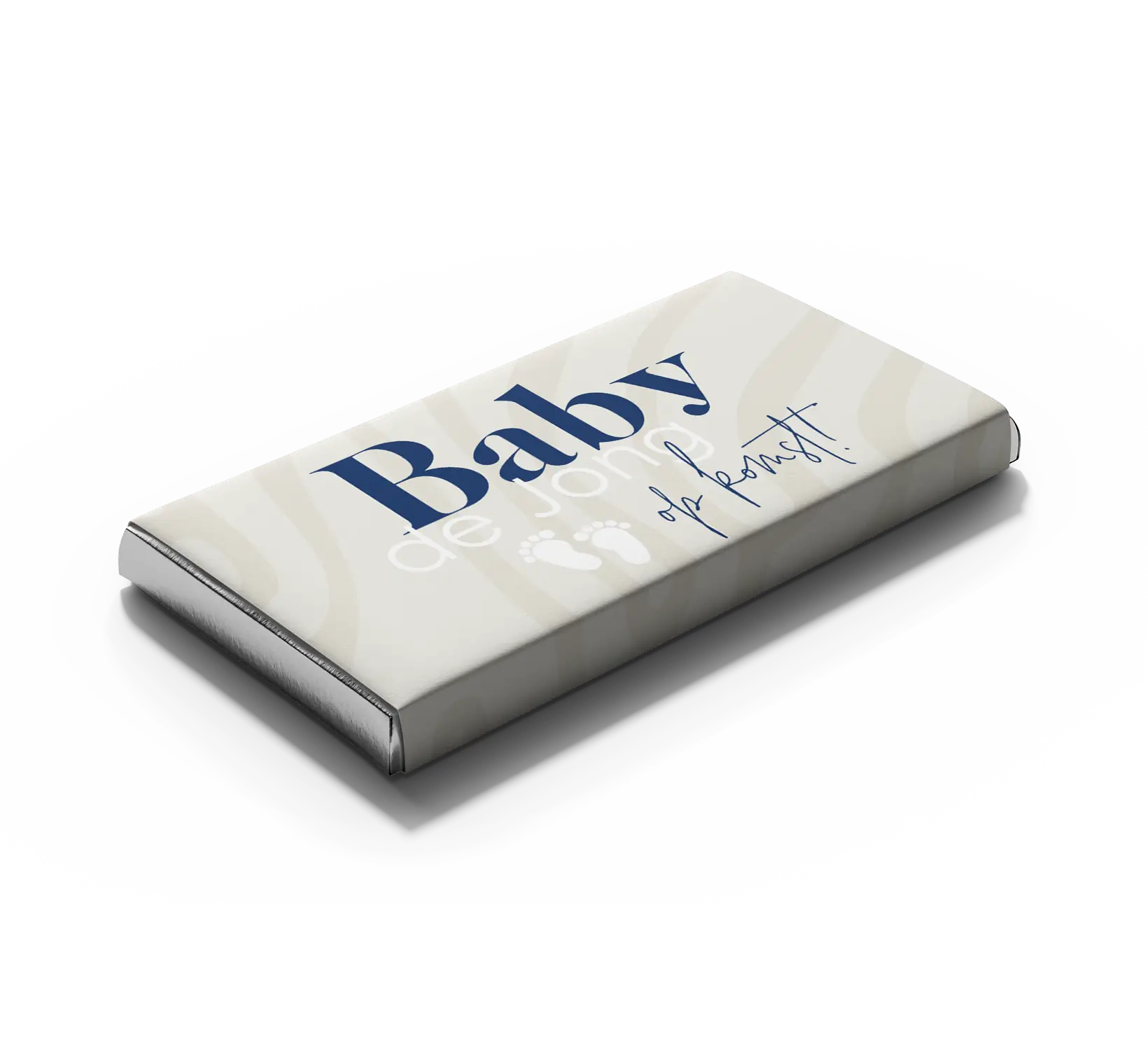 Zwangerschapsaankondiging chocoladewikkel met voetjes