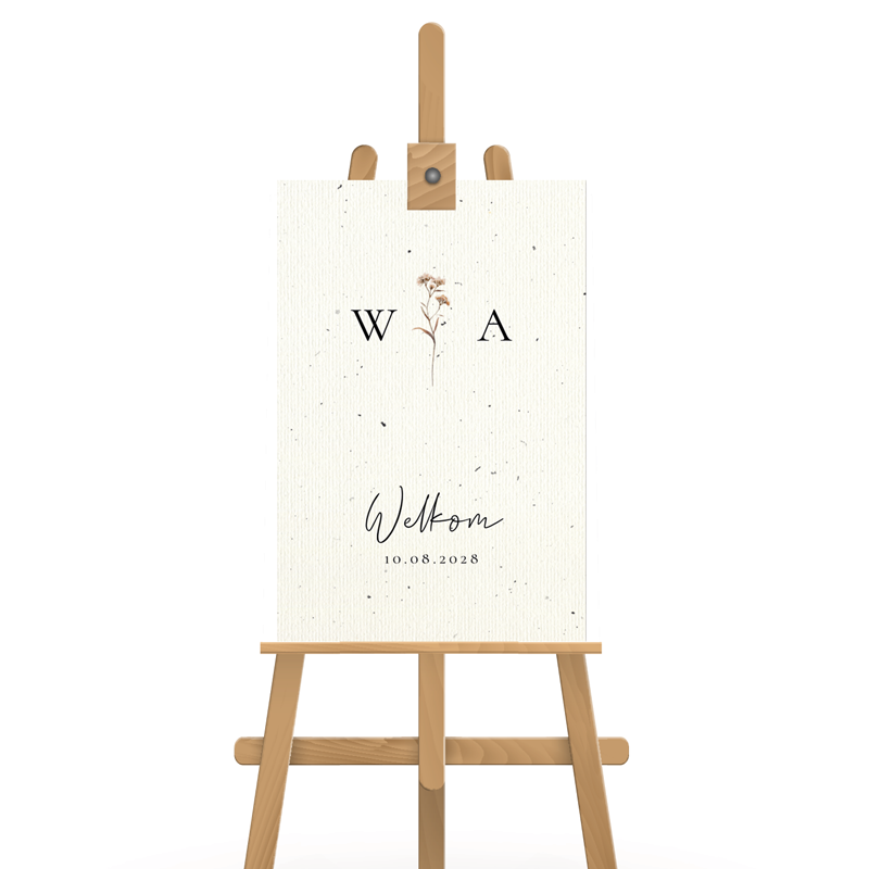 Welkomstbord zwarte vlekjes droogbloem