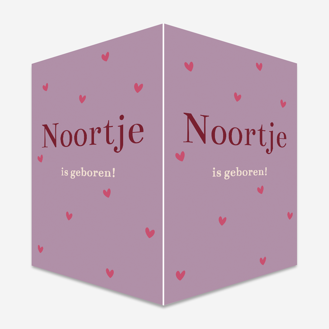 Geboortebord voor aan het raam met hartjes