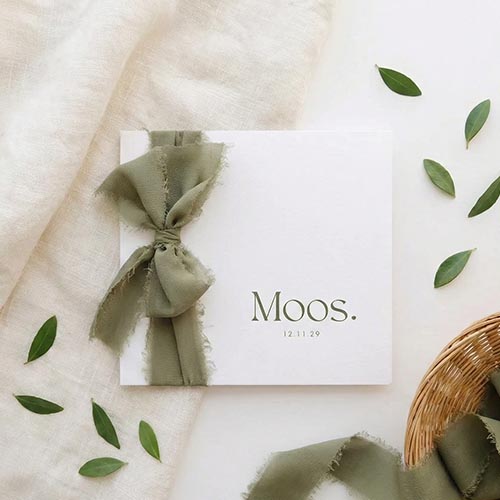 Geboortekaartje klassiek wit glansfolie groen