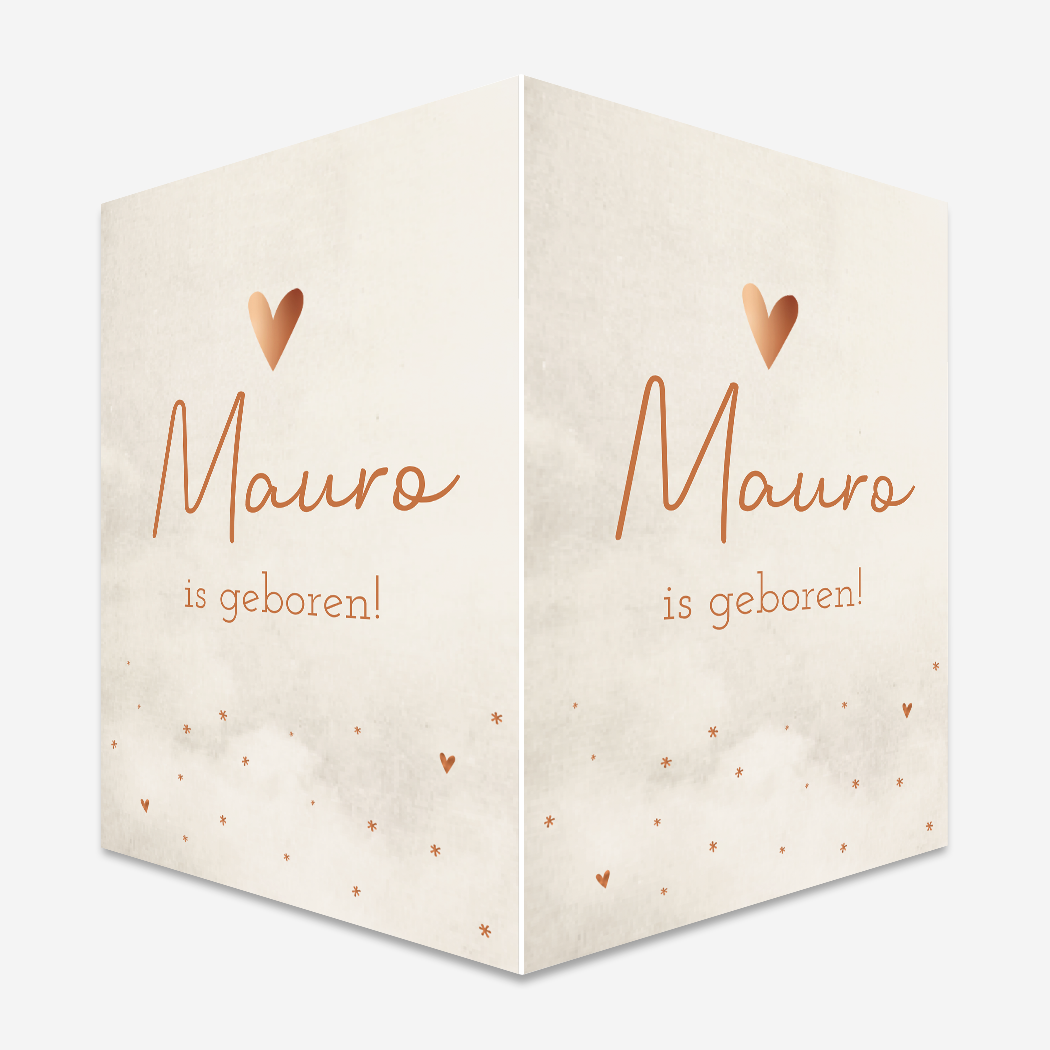 Geboortebord jongen beige koper