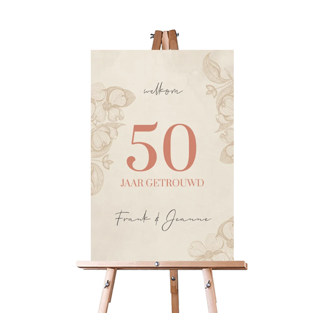Vintage welkomstbord voor een huwelijksjubileum