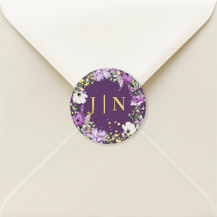 Sluitzegels botanisch krans bladeren paars