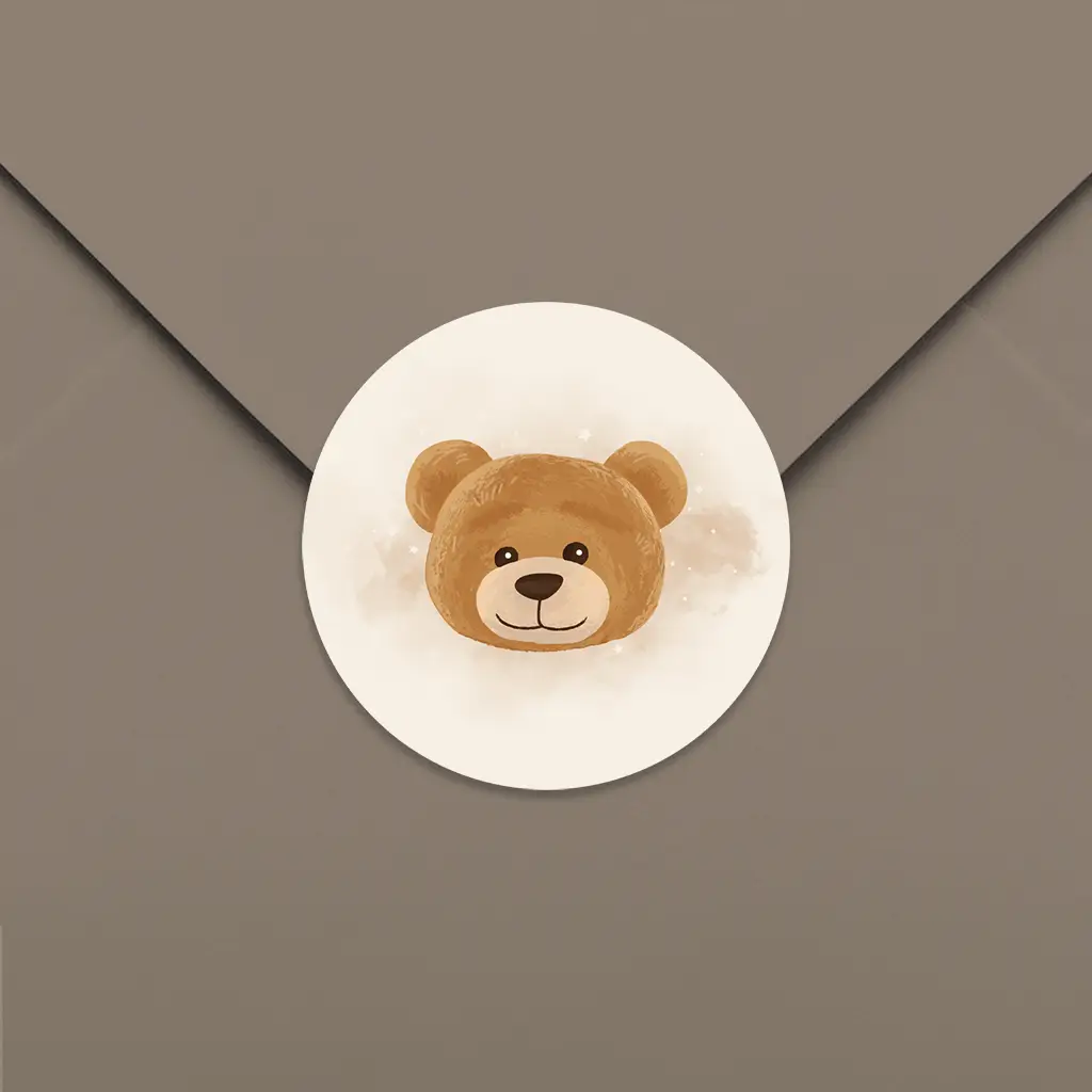 Sluitsticker watercolour en beertje - per 25 stuks