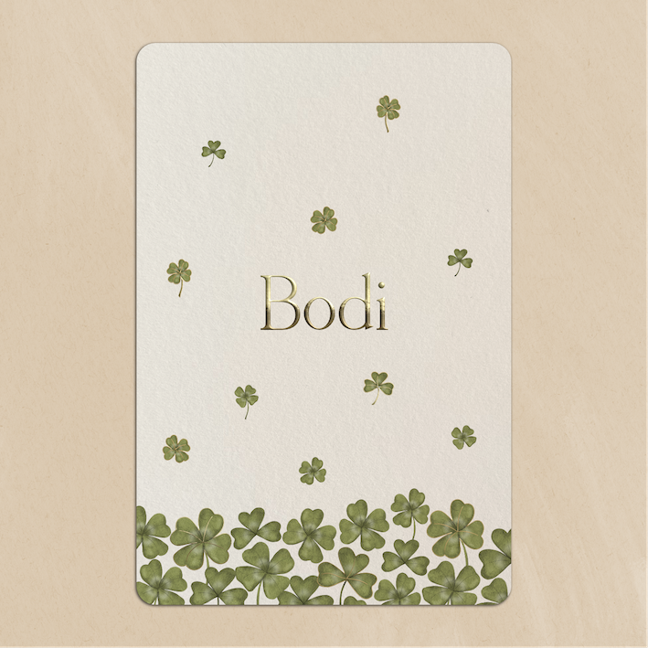 Geboortekaartje Klavertjes Vier Goudfolie