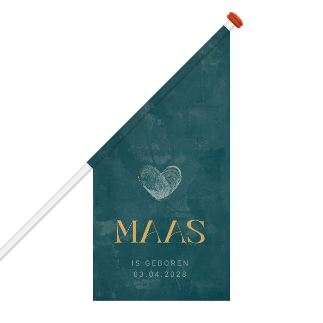 Anne Vedder geboortevlag Maas met fingerprint hartje voor een jongen