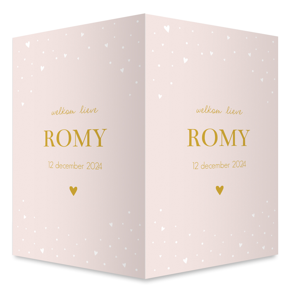 Geboortebord meisje lichtroze met hartjes