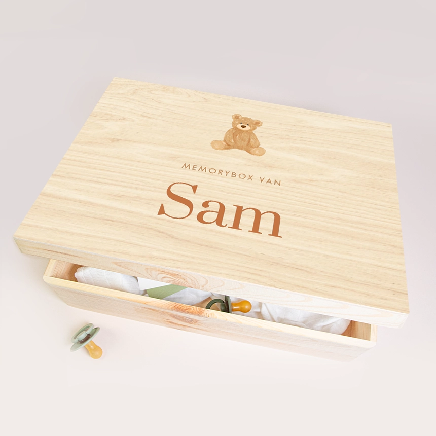 Klassieke memorybox met teddybeertje